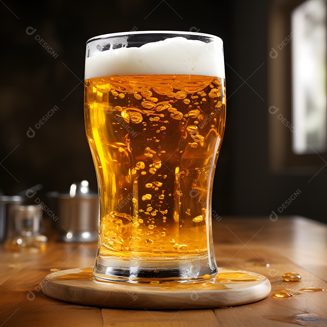 Copo de cerveja sobre a mesa