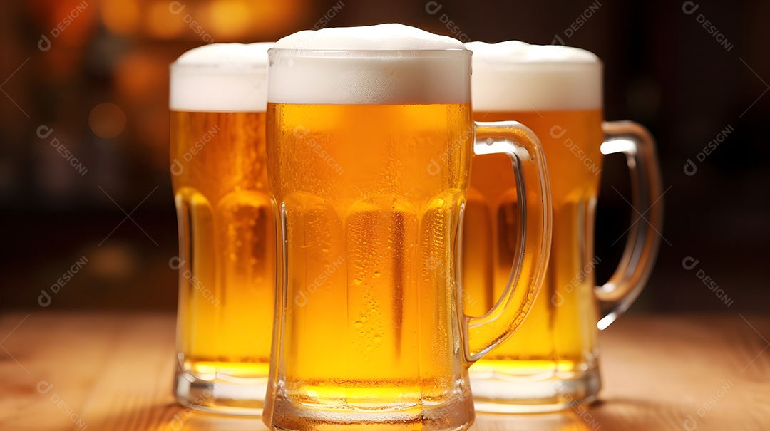 Copo de cerveja sobre a mesa