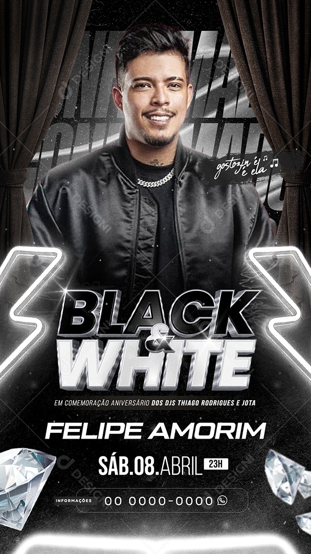Story Black e White Flyer Social Media PSD Editável
