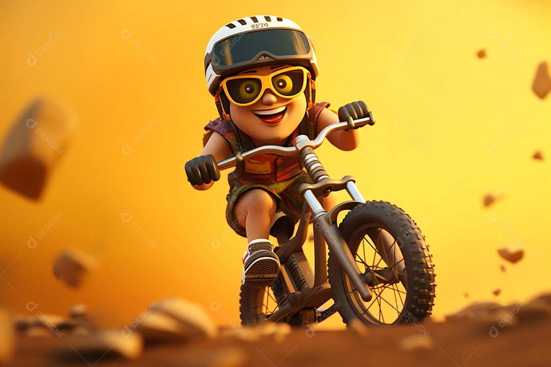 Ciclista de montanha com capacete e óculos de sol