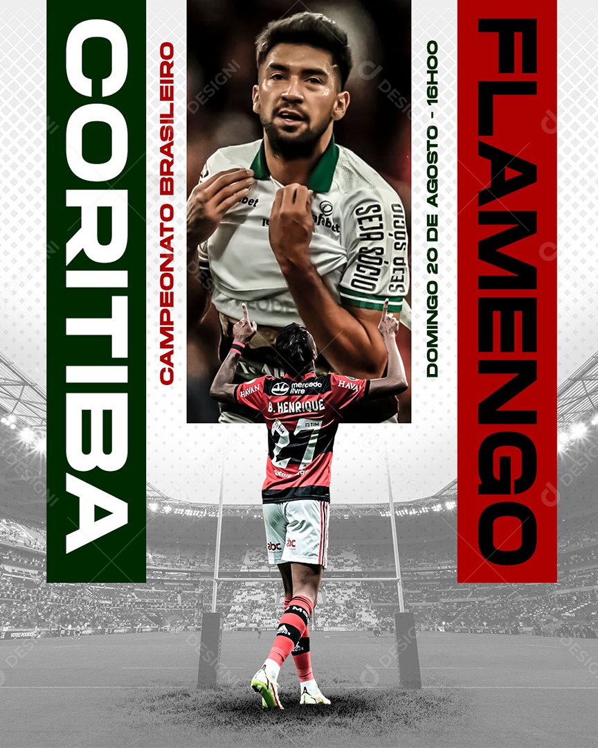 Futebol Coritiba X Flamengo Social Media PSD Editável