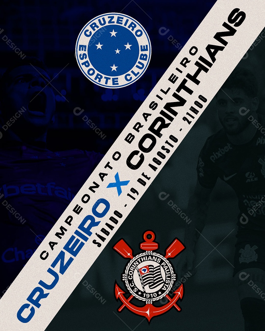 Social Media Futebol Cruzeiro X Corinthians PSD Editável