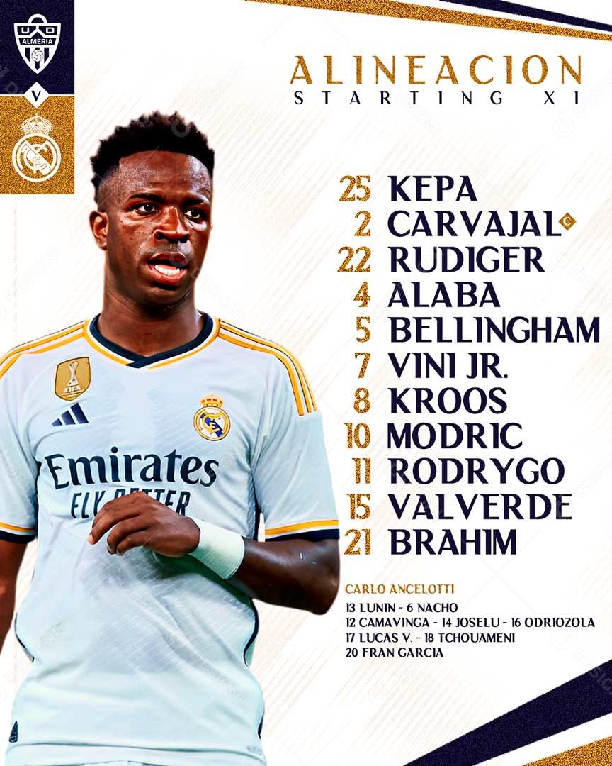 Futebol Jogador Vini JR Real Madrid Social Media PSD Editável