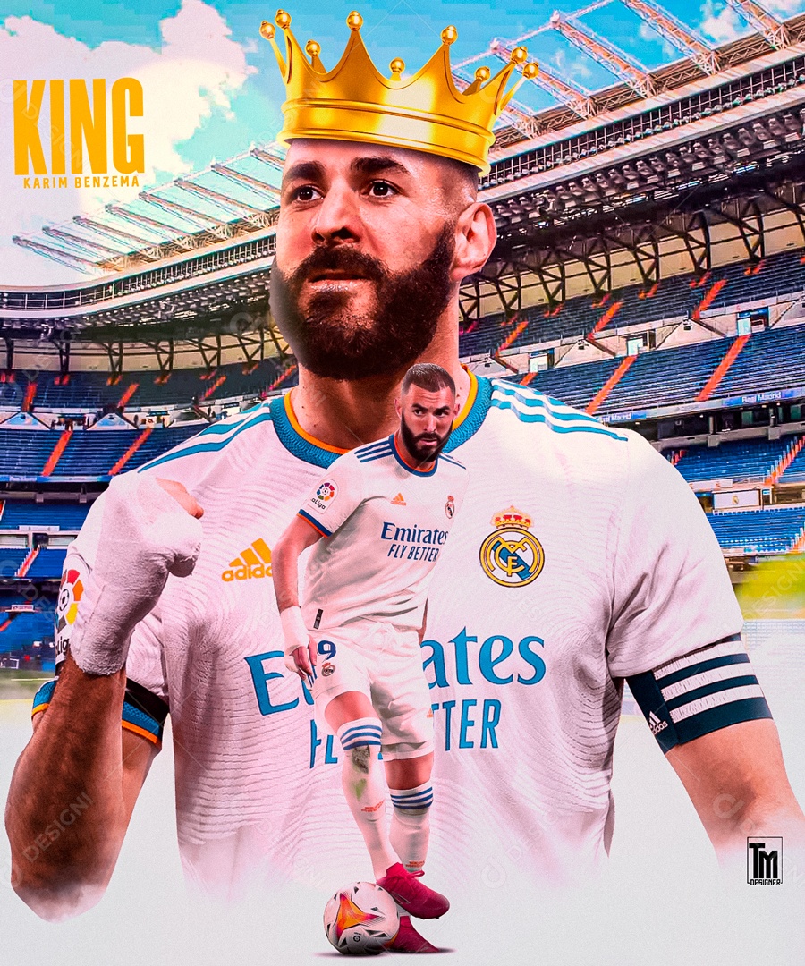 Futebol Benzema Jogador do Real Madrid Social Media PSD Editável