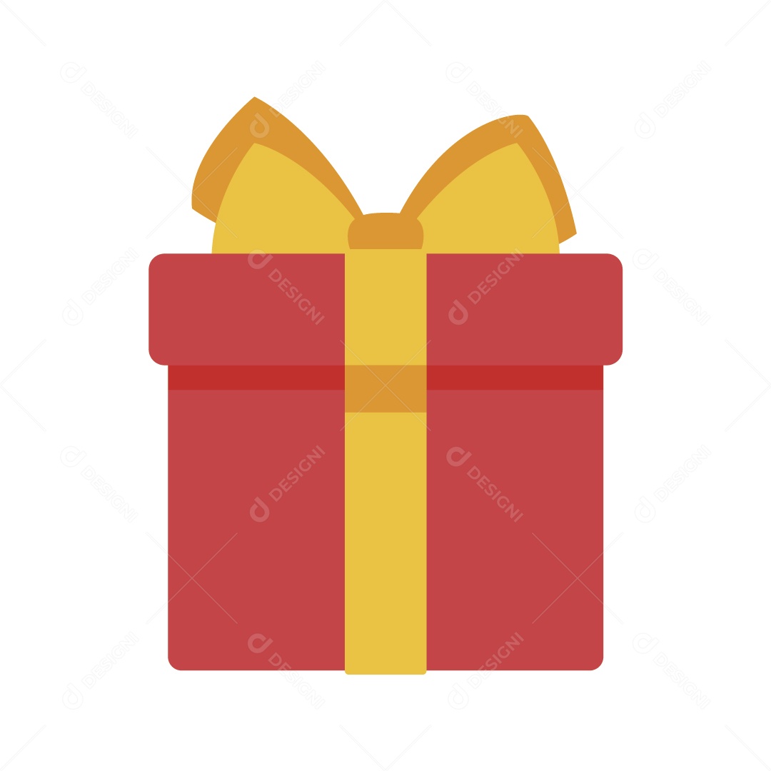 Caixa de Presente Amarelo e Vermelho Ilustração Vetor EPS
