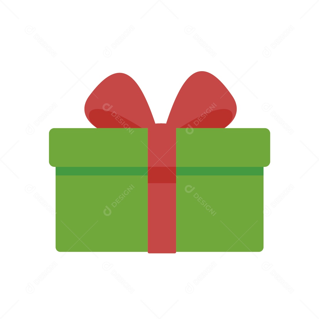 Caixa de Presente Verde e Vermelho Ilustração Vetor EPS
