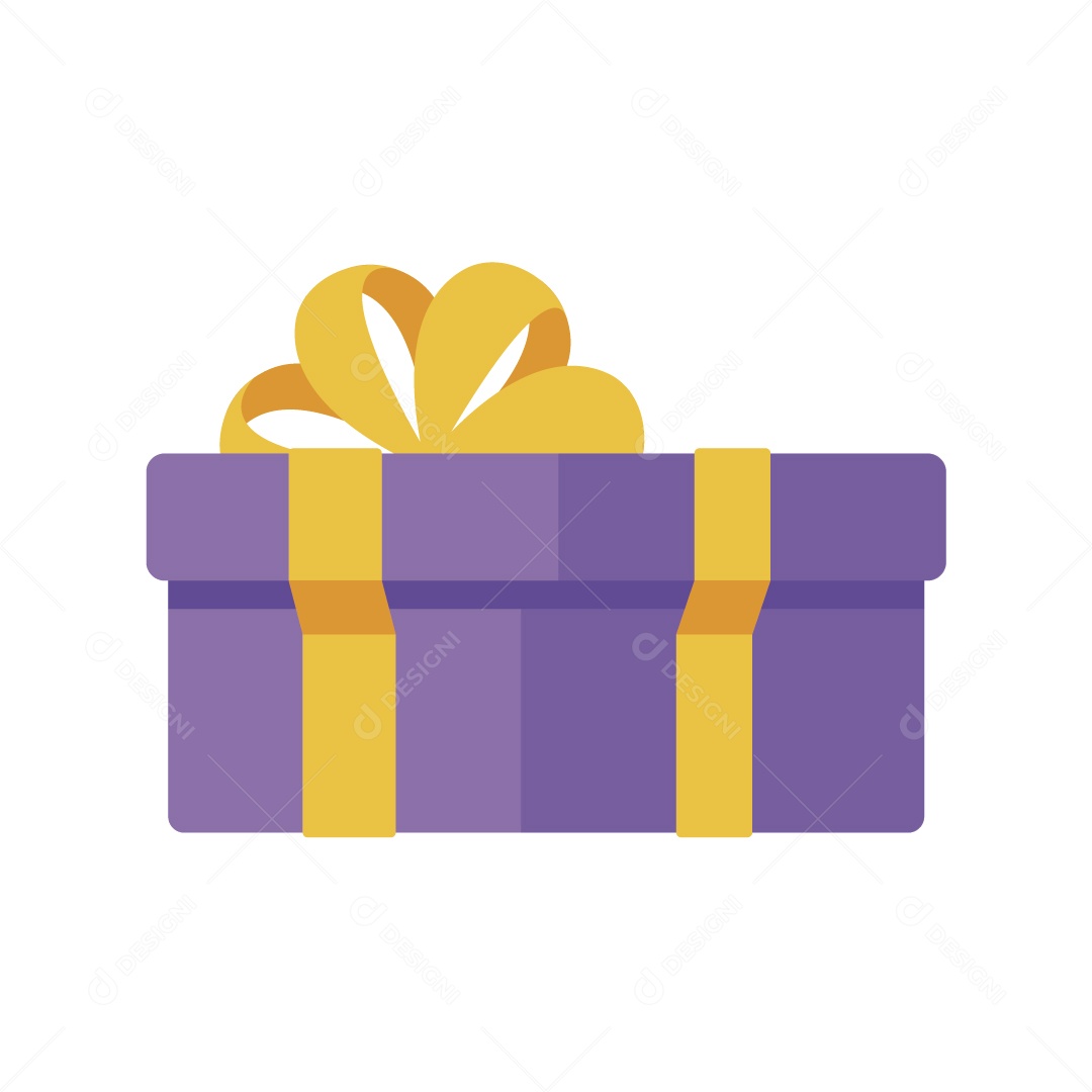 Caixa de Presente Roxo e Amarelo Ilustração Vetor EPS