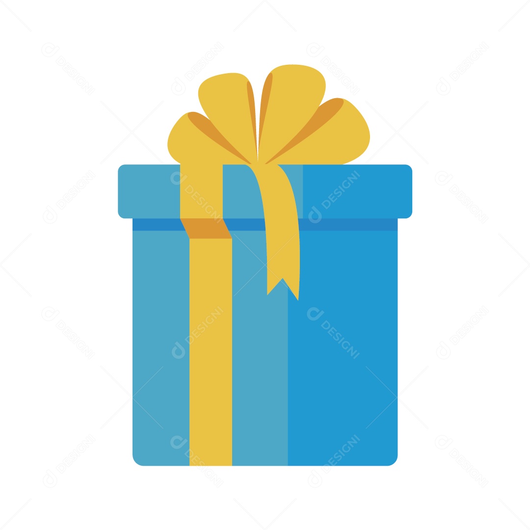 Caixa de Presente Azul e Amarelo Ilustração Vetor EPS