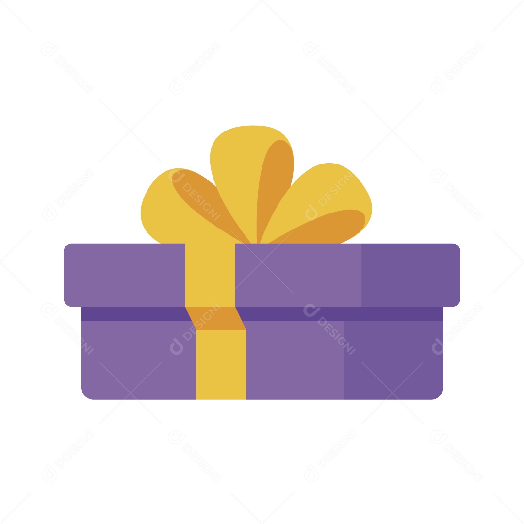 Caixa de Presente Roxo e Amarelo Ilustração Vetor EPS