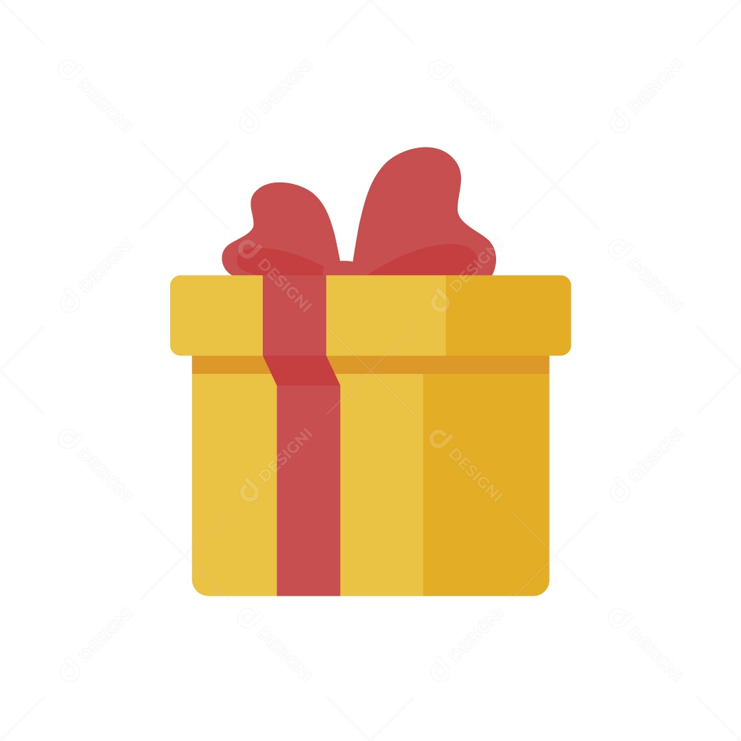 Caixa de Presente Amarelo e Vermelho Ilustração Vetor EPS