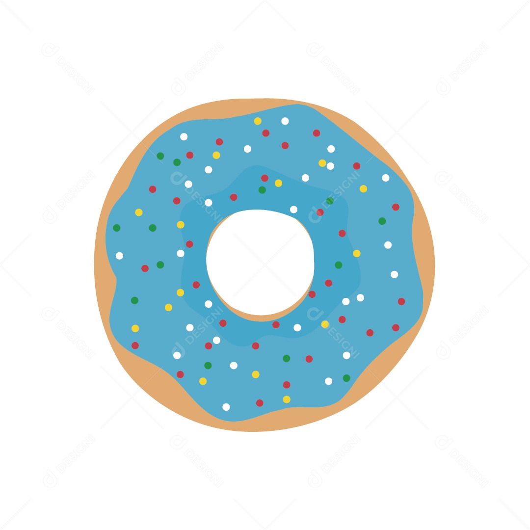 Rosquinha Donut Rosca Azul Ilustração Vetor EPS