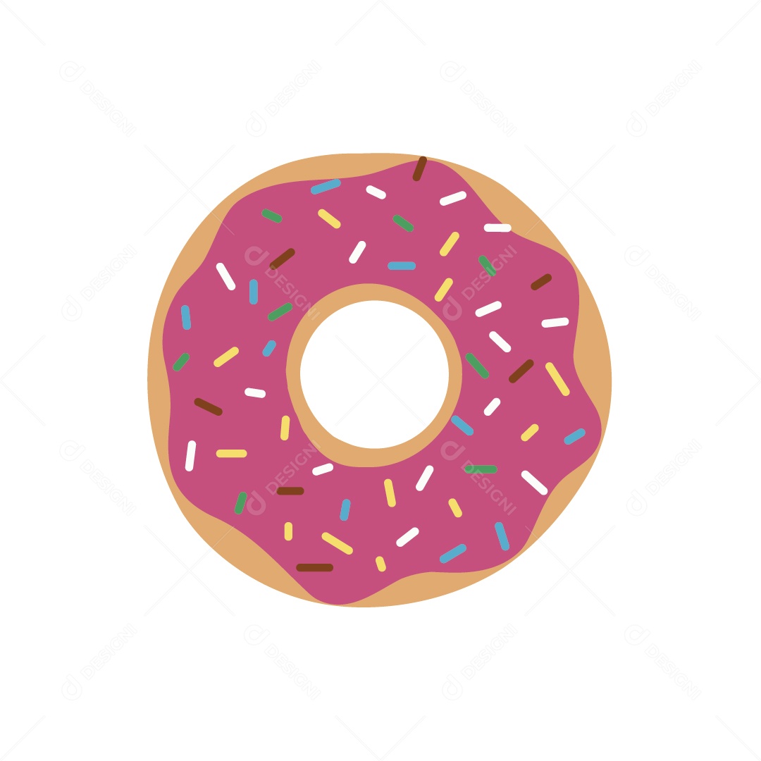 Rosquinha Donut Rosca Rosa Ilustração Vetor EPS
