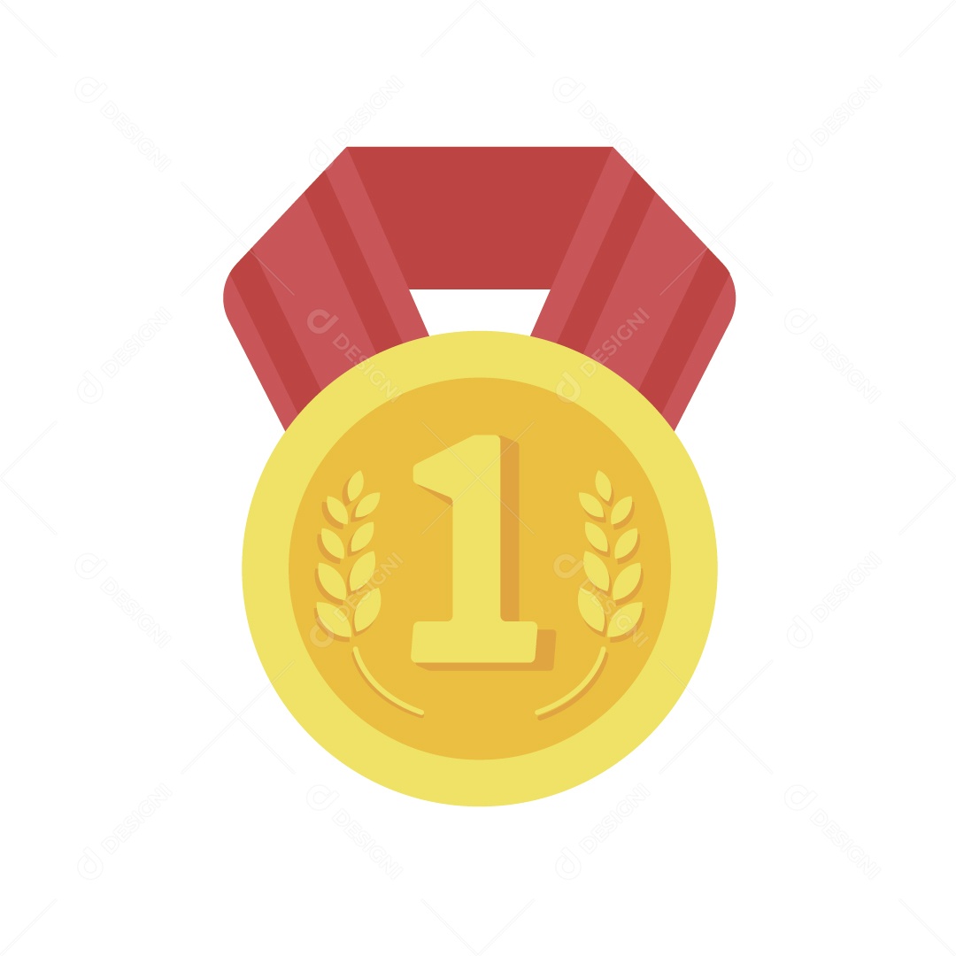 Ilustração de Medalha de 1 Lugar Dourada para o Vencedor Vetor EPS