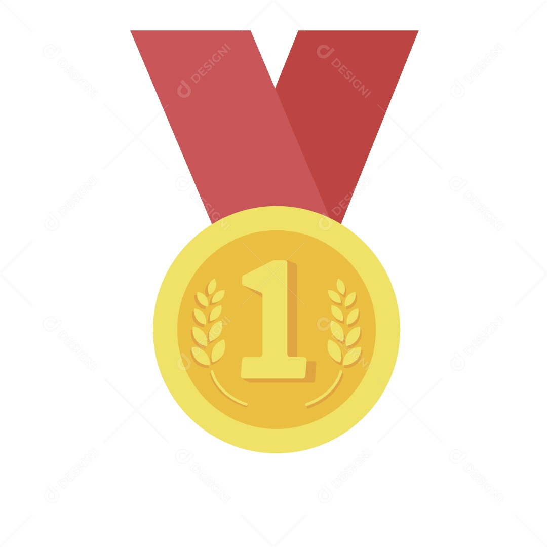 Ilustração de Medalha de 1 Lugar Dourada para o Vencedor Vetor EPS
