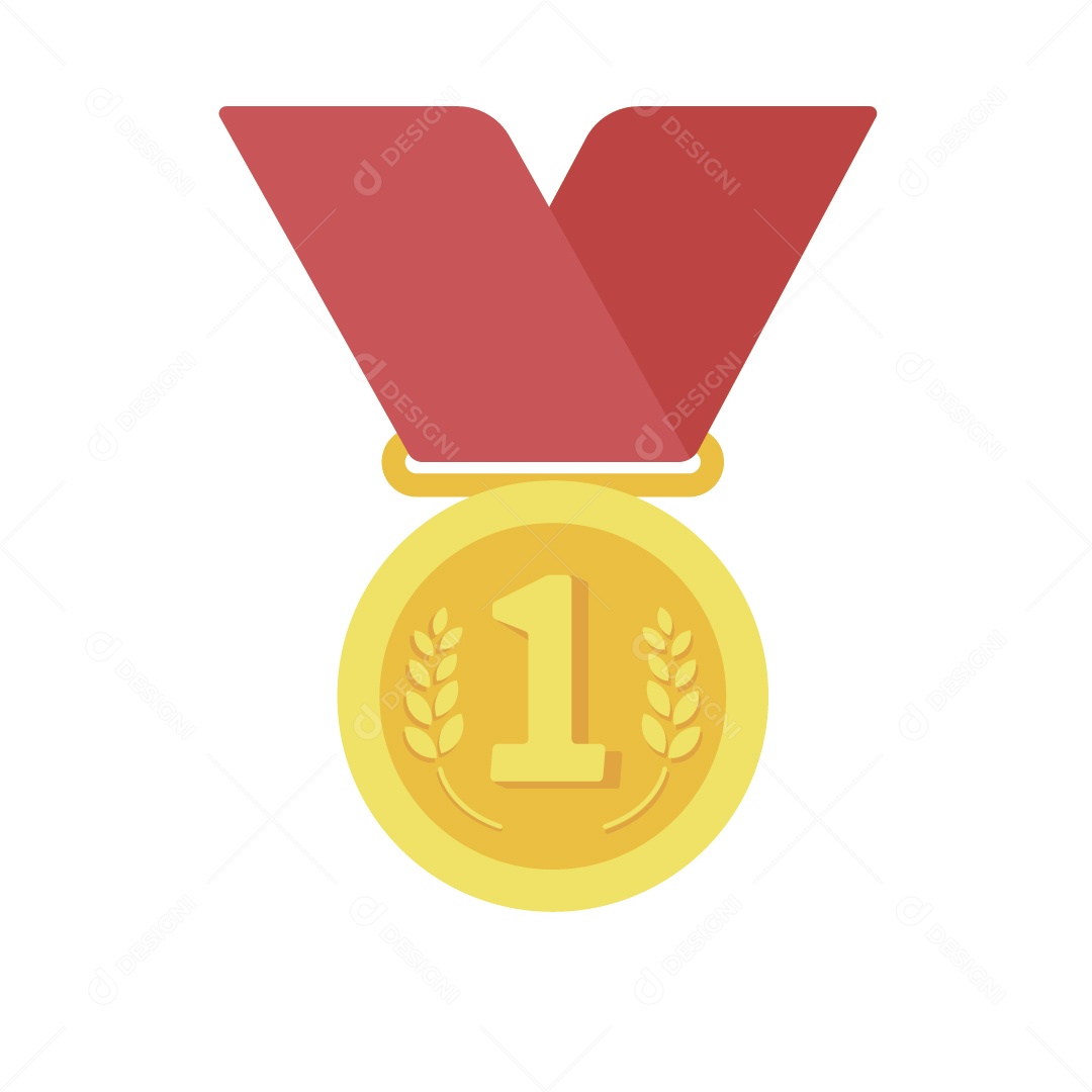 Ilustração de Medalha de 1 Lugar Dourada para o Vencedor Vetor EPS