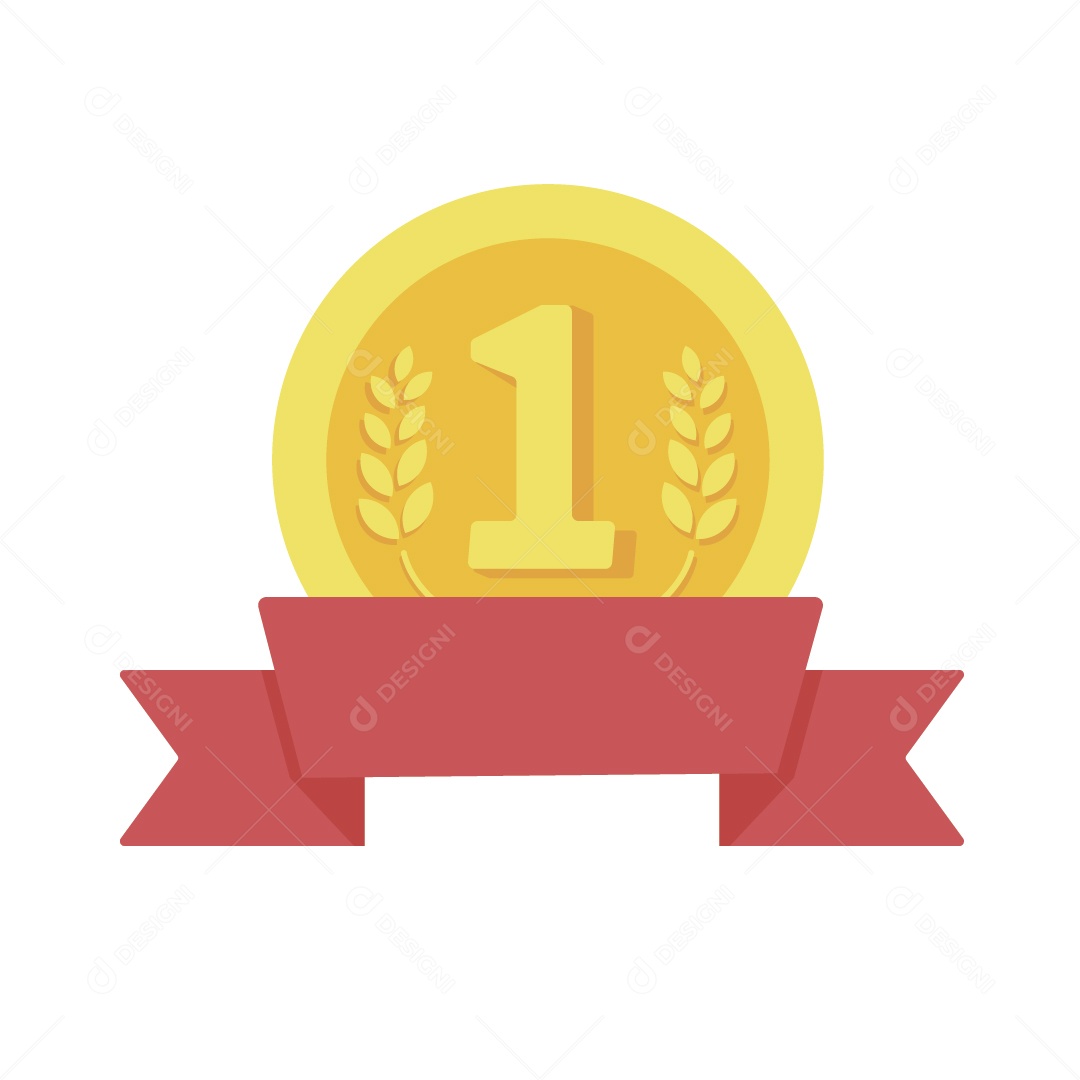 Ilustração de Medalha de 1 Lugar Dourada para o Vencedor Vetor EPS