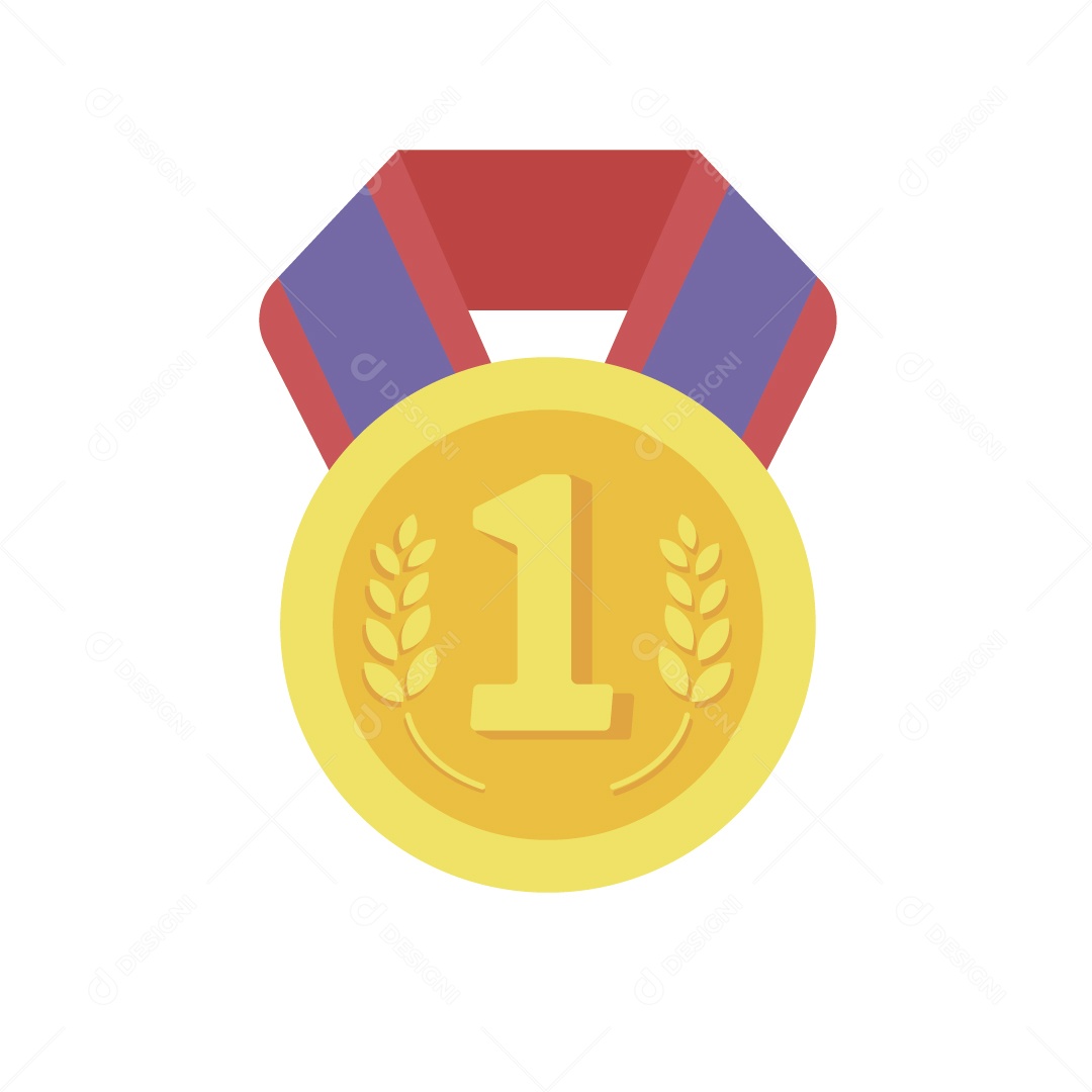 Medalha de 1 Lugar Dourada para o Vencedor Ilustração Vetor EPS