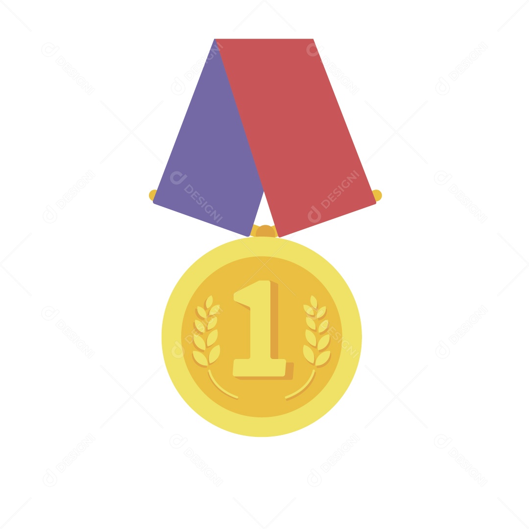 Medalha de 1 Lugar Dourada para o Vencedor Ilustração Vetor EPS