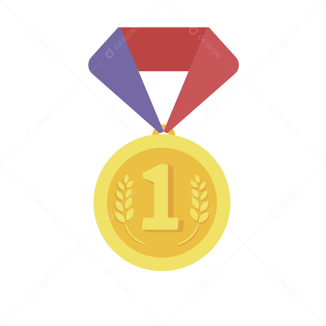 Medalha de 1 Lugar Dourada para o Vencedor Ilustração Vetor EPS