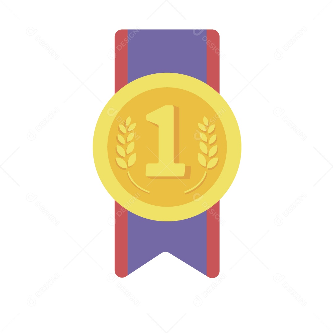 Medalha de 1 Lugar Dourada para o Vencedor Ilustração Vetor EPS