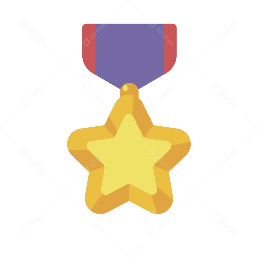 Medalha de Estrela Dourada para o Vencedor Ilustração Vetor EPS