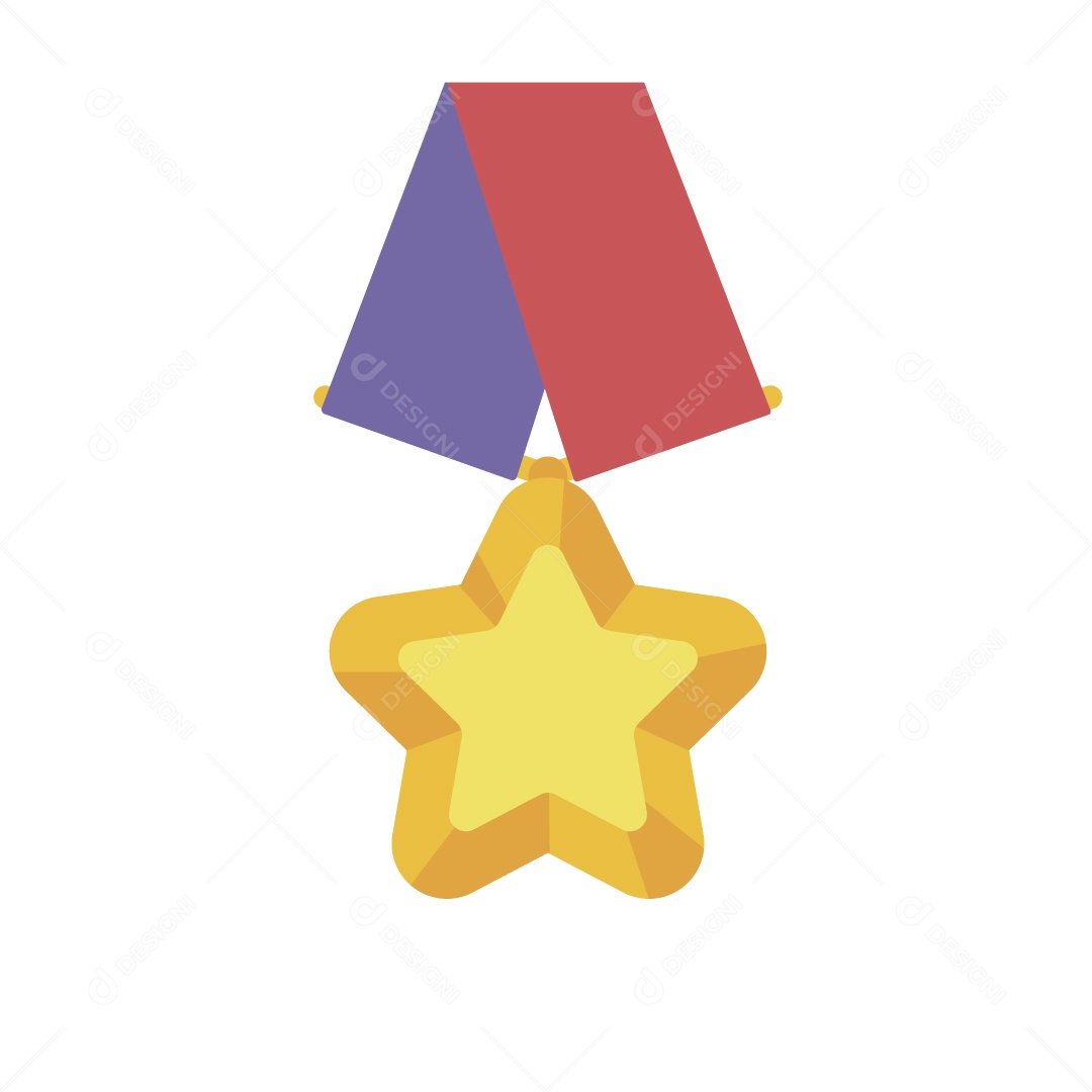 Medalha de Estrela Dourada para o Vencedor Ilustração Vetor EPS