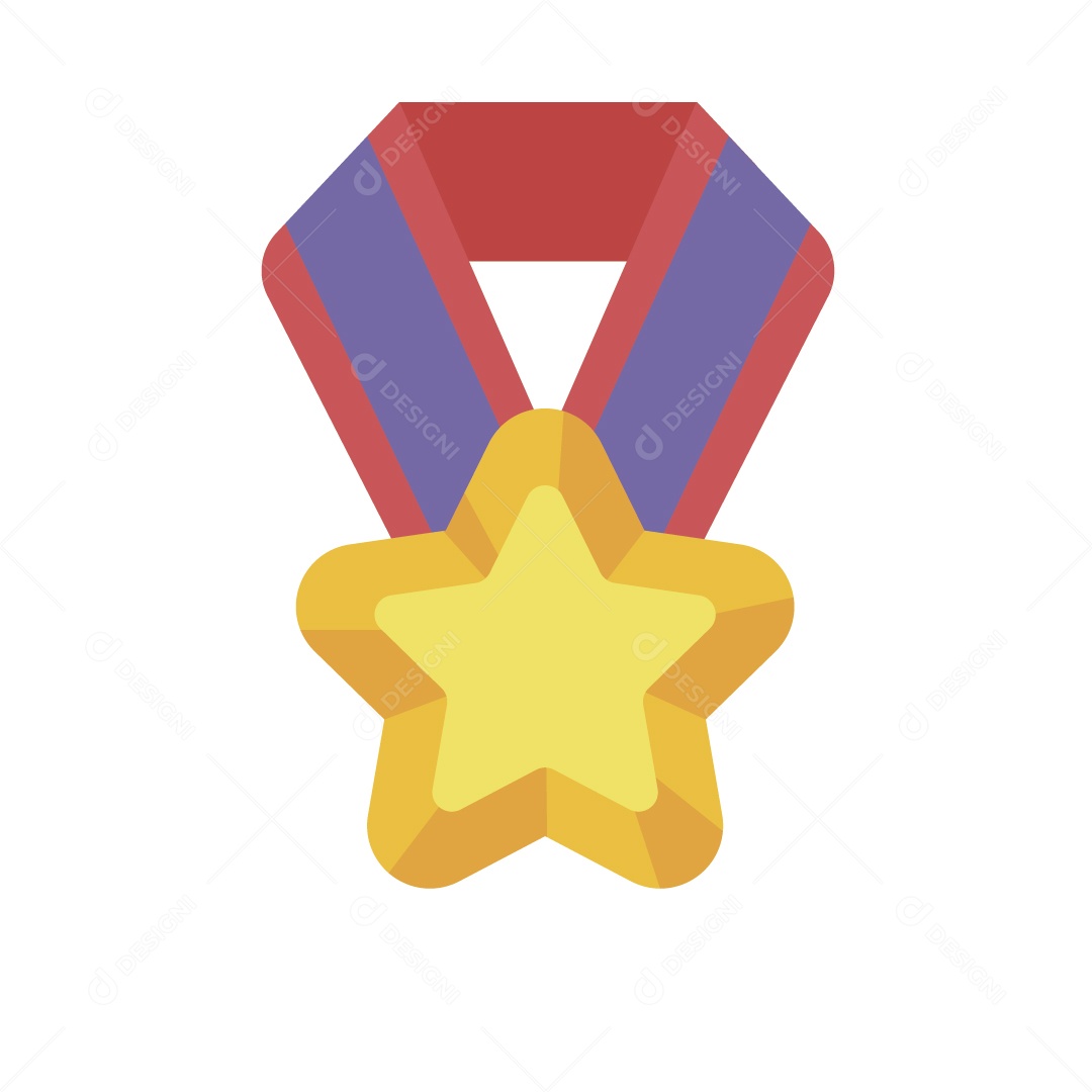 Medalha de Estrela Dourada para o Vencedor Ilustração Vetor EPS