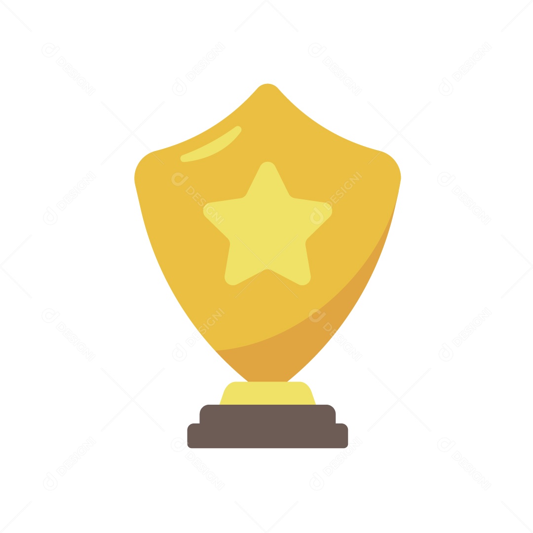 Troféu de Estrela e Escudo Dourada para O Vencedor Ilustração Vetor EPS