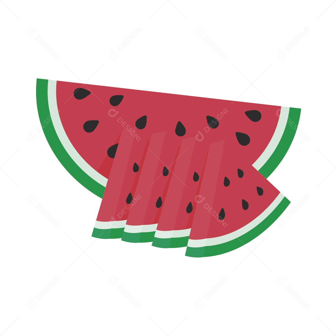 Melancia Cortada Ilustração Vetor EPS