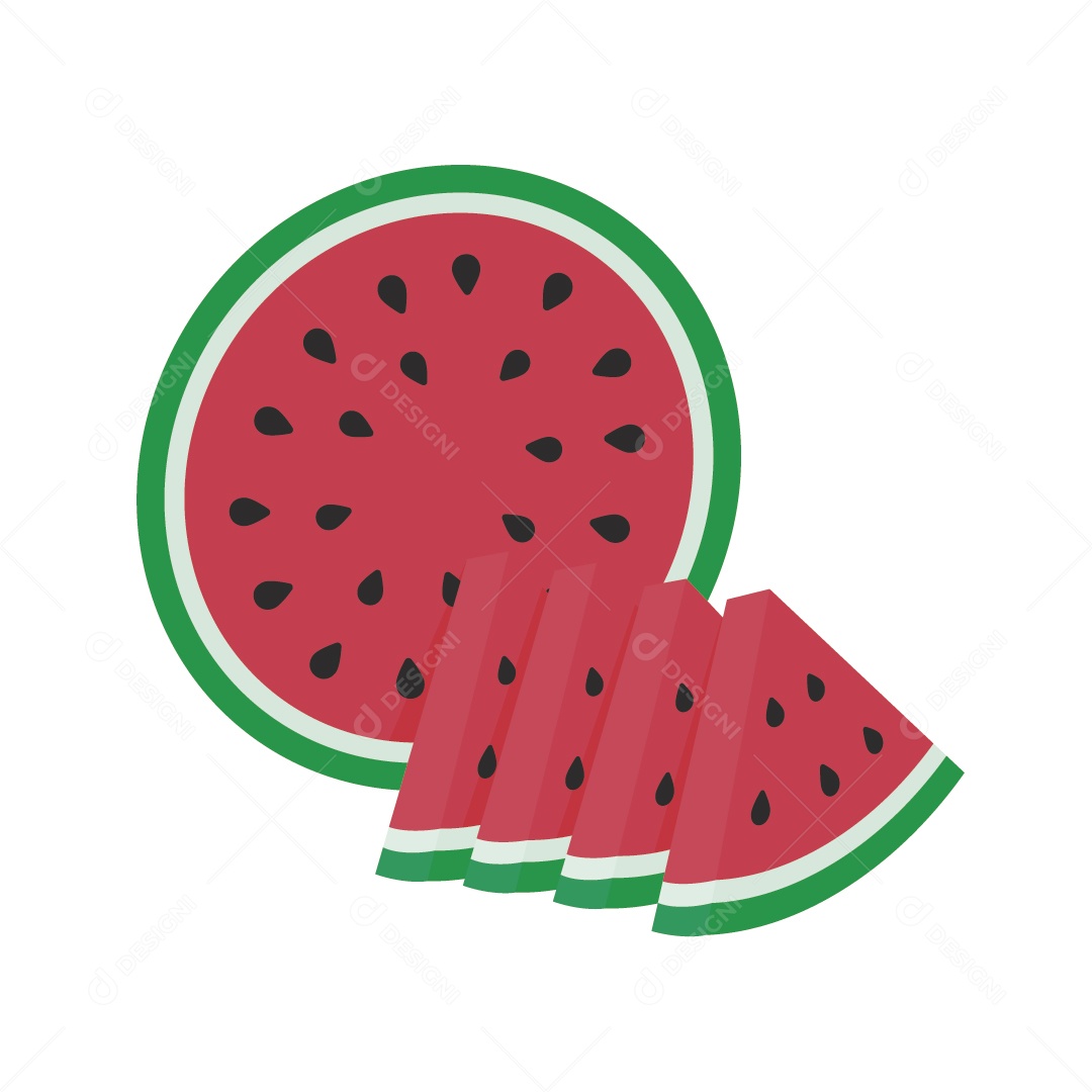 Melancia Cortada Ilustração Vetor EPS