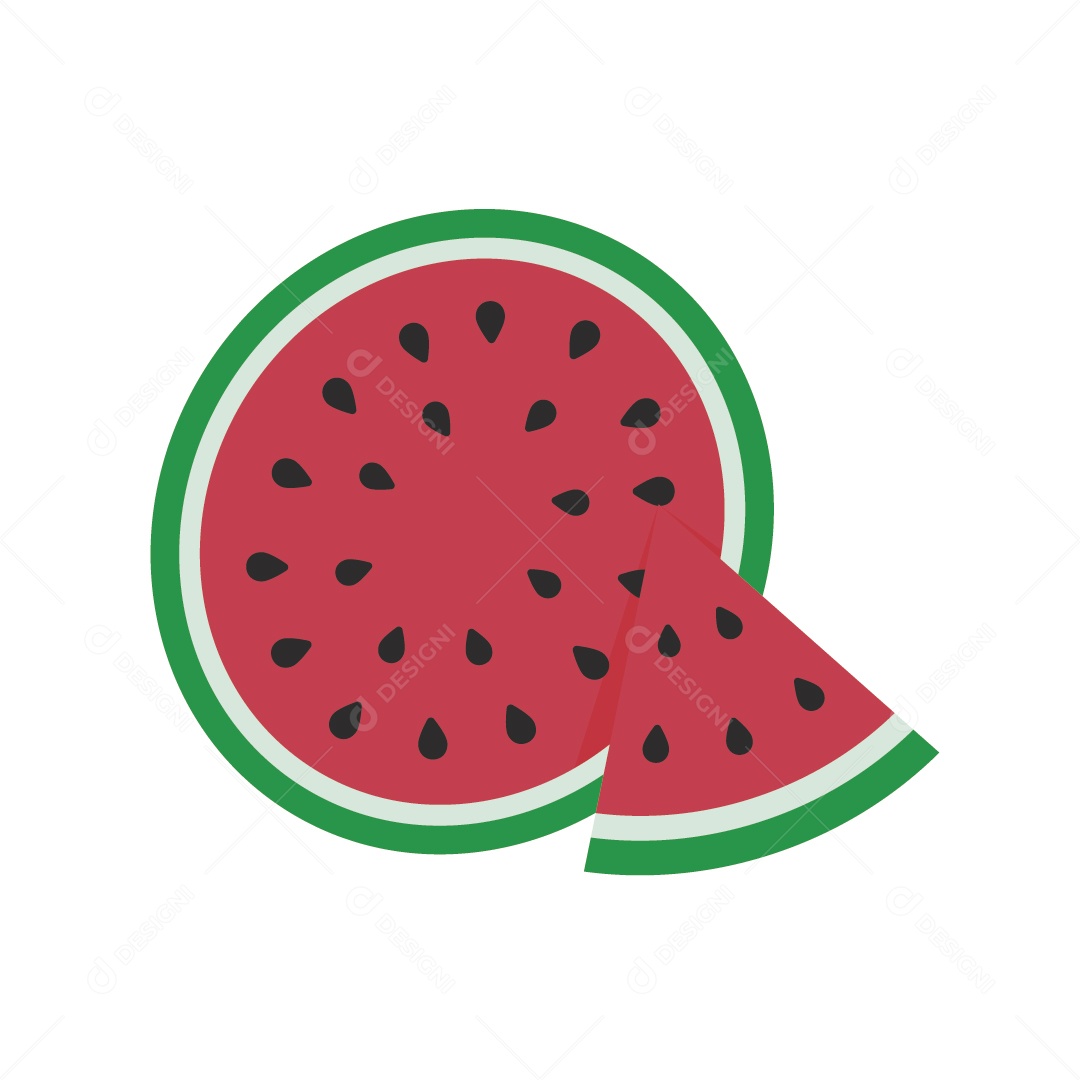 Melancia Cortada Ilustração Vetor EPS