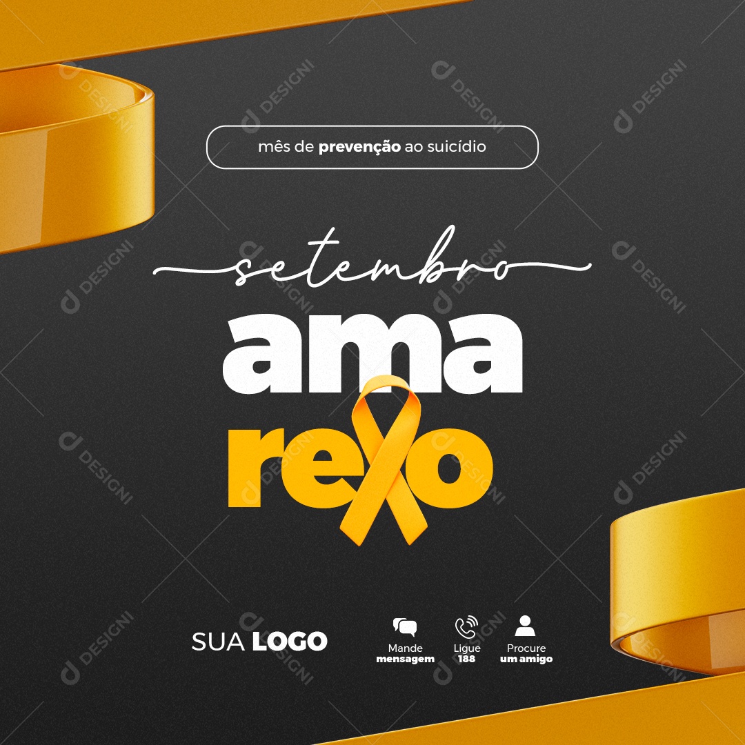 Setembro Amarelo Mês de Prevenção ao Suicídio Social Media PSD Editável