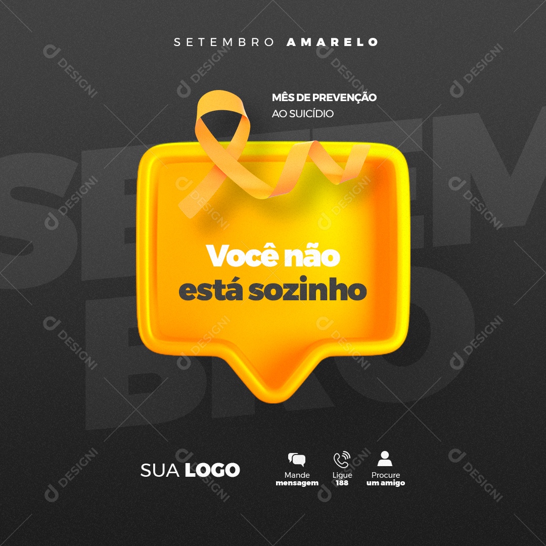 Setembro Amarelo Você Não Está Sozinho Social Media PSD Editável