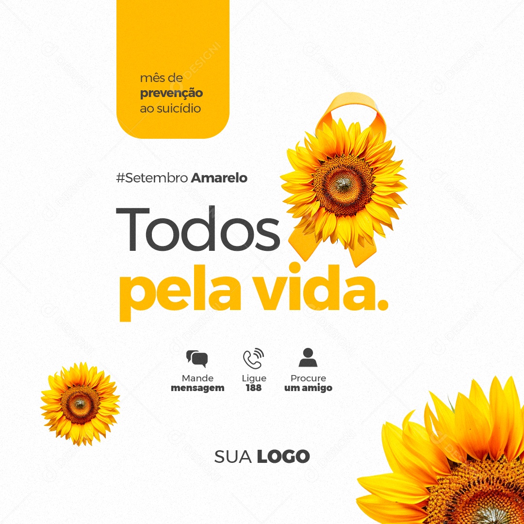 Setembro Amarelo Todos Pela Vida Social Media PSD Editável