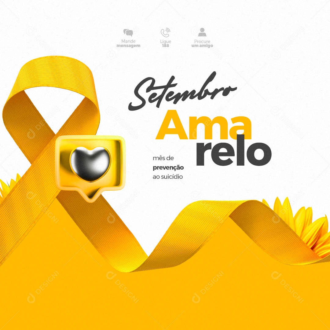 Setembro Amarelo Mês de Prevenção ao Suicídio Social Media PSD Editável