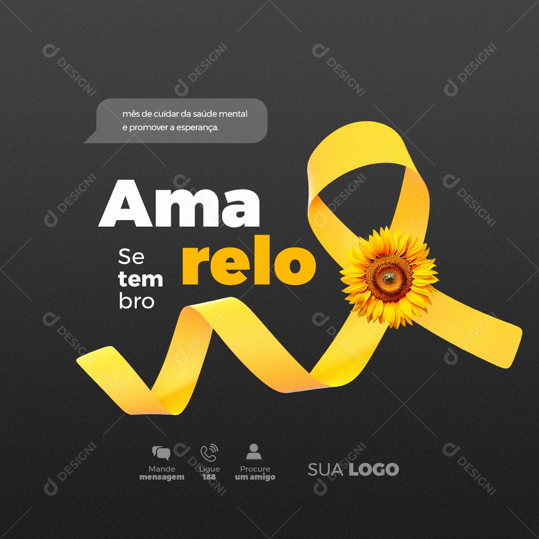 Setembro Amarelo Mês de Cuida da Saúde Mental Social Media PSD Editável
