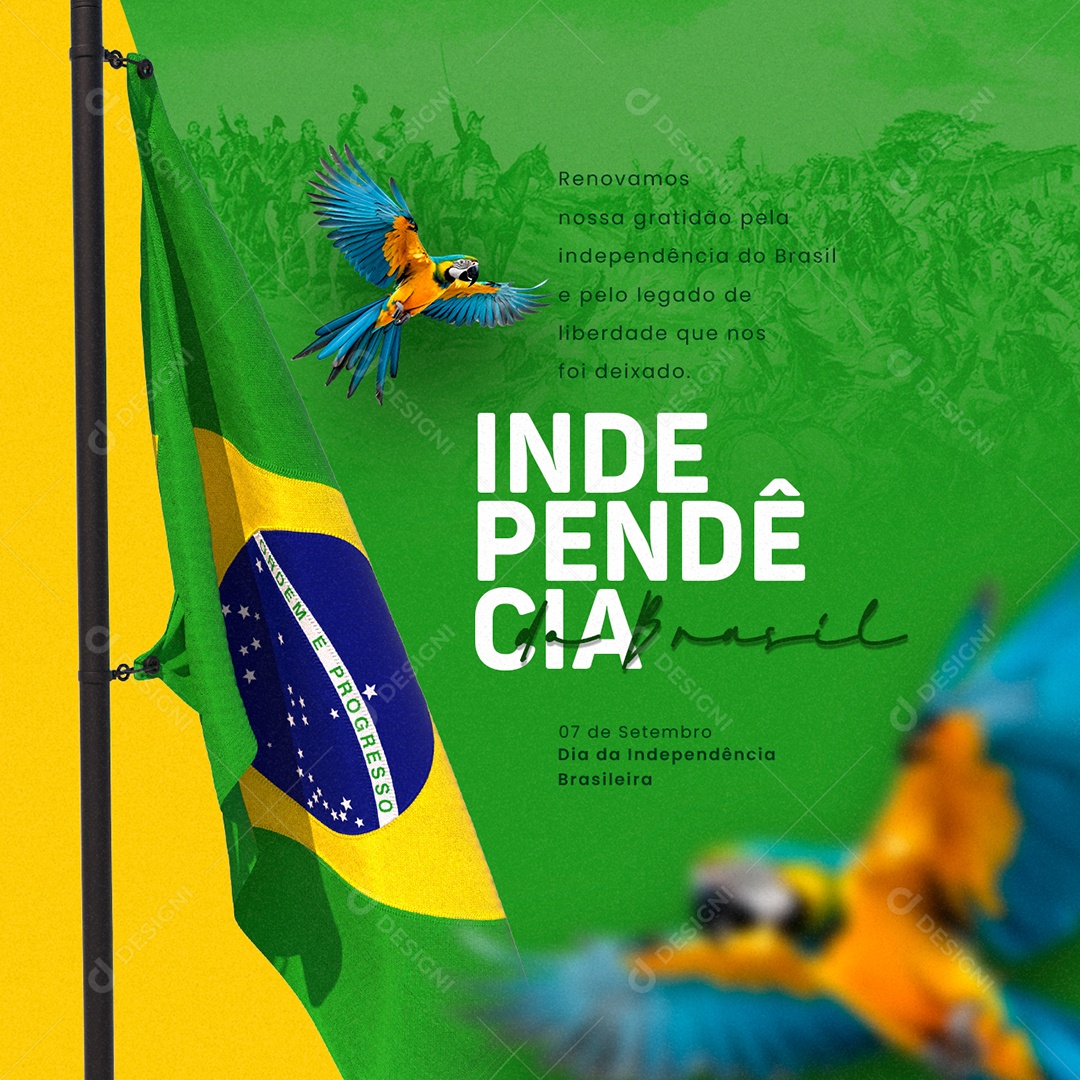 Dia Da Independência do Brasil Renovamos Nossa Gratidão Social Media PSD Editável