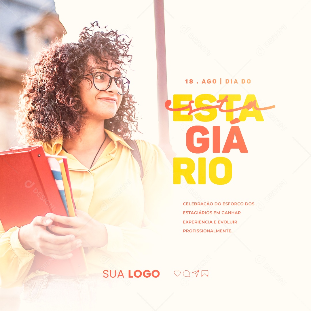 Dia Do Estagiário Celebração do Esforço dos Estagiários Social Media PSD Editável