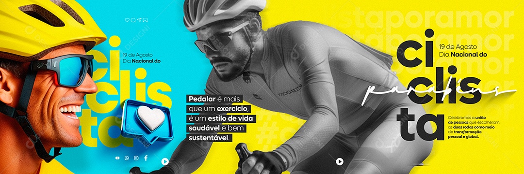 Carrossel Dia Nacional do Ciclista 19 de Agosto Social Media PSD Editável