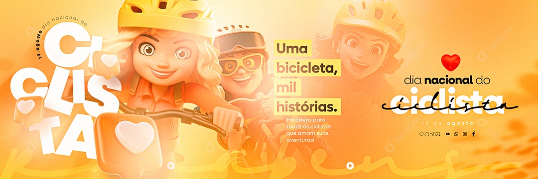 Dia Nacional do Ciclista Uma Bicicleta mil Histórias Carrossel Social Media PSD Editável