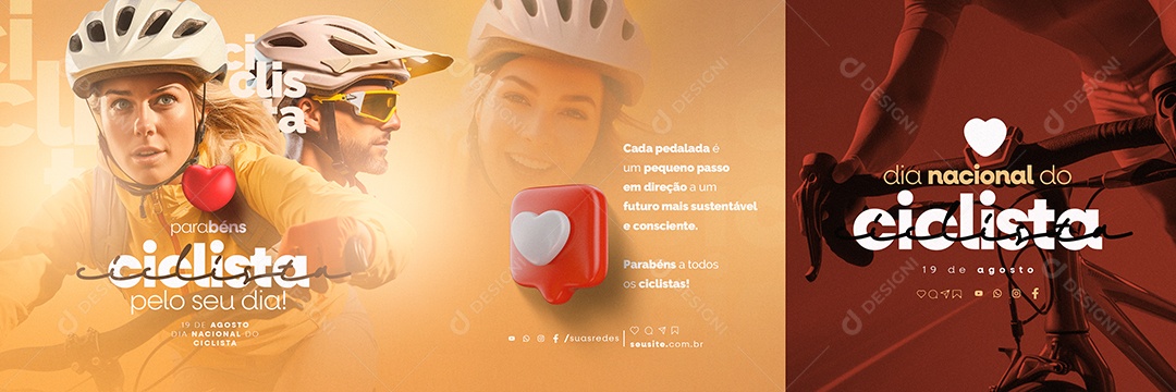 Dia Nacional do Ciclista Pelo seu Dia Carrossel Social Media PSD Editável