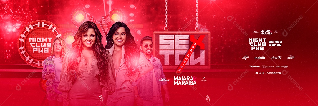 Carrossel Evento Sextou Flyer Mari Fernandez Maiara e Maraisa Xand Avião Social Media PSD Editável