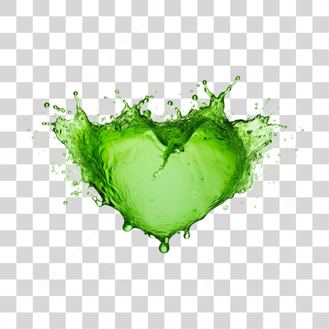 Coração de Splash Verde PNG Transparente