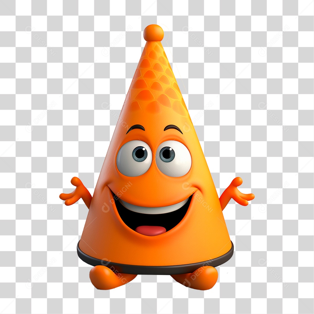 Cone de Trânsito Sorridente PNG Transparente