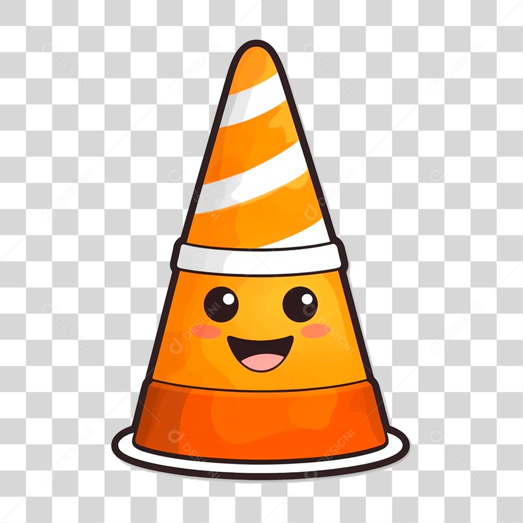 Cone de Trânsito Sorridente PNG Transparente