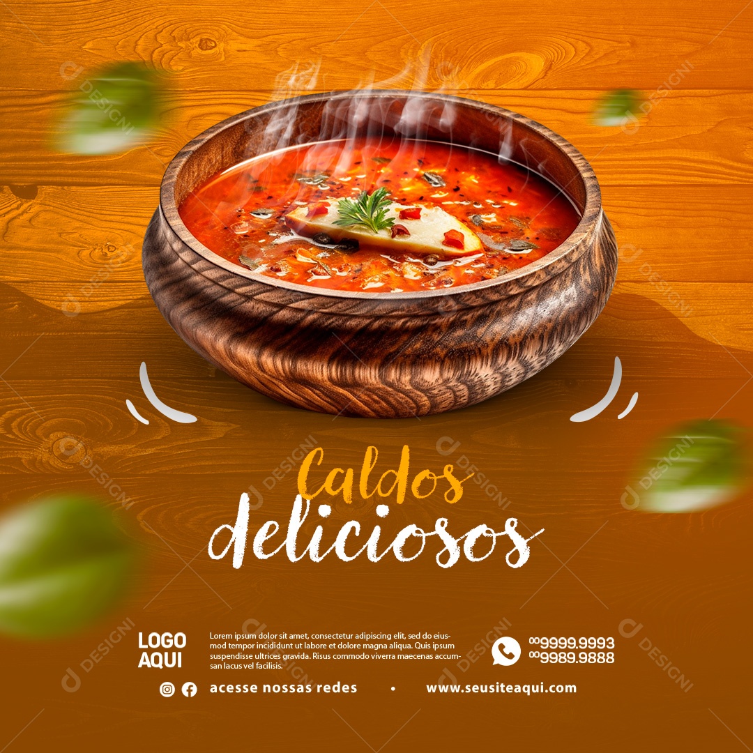 Caldos Deliciosos Casa de Caldos Social Media PSD Editável
