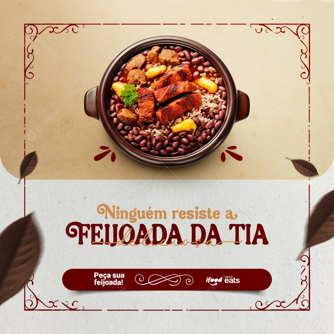 Ninguém Resiste a Feijoada da Tia Social Media PSD Editável