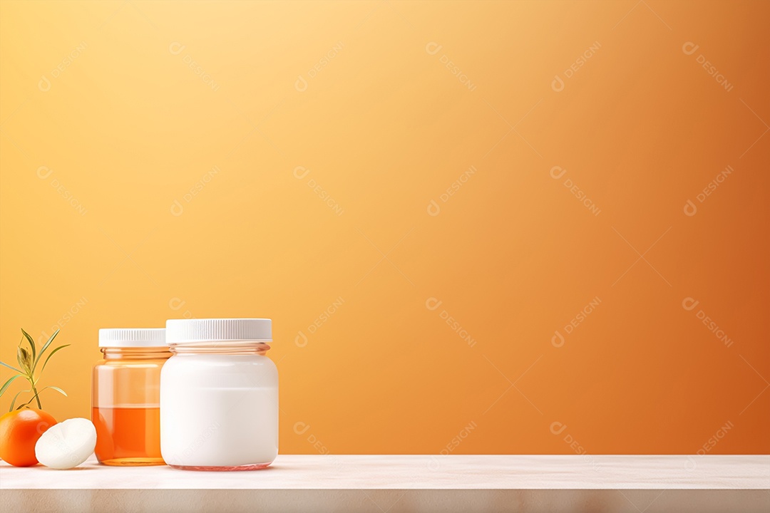 Potes de vidro sobre uma mesa branca