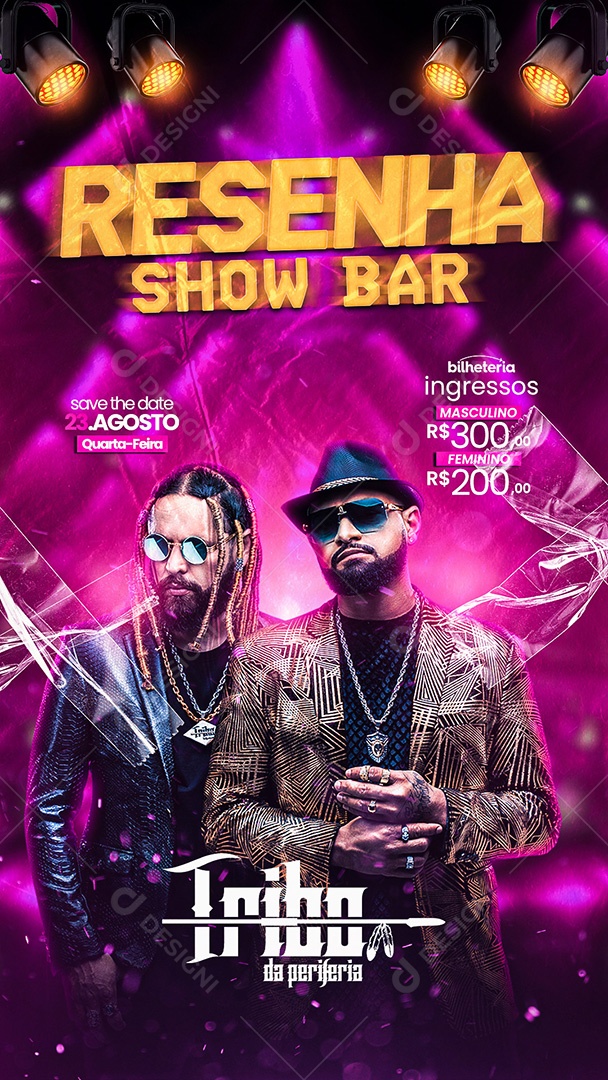 Flyer Resenha Show Bar Tribo da Periferia Story Social Media PSD Editável