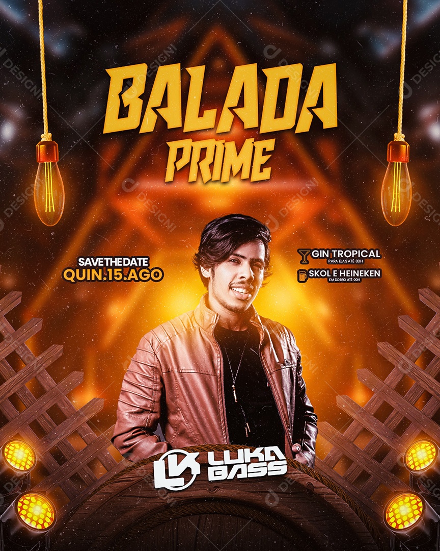 Flyer Balada Prime Luka Bass Social Media PSD Editável